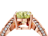 Rose gold Fancy Yellow Round  Solitaire Diamond Engagement Ring with Pave Band and Four-Prong Setting 4