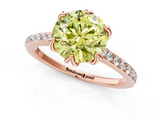 Rose gold Fancy Yellow Round  Solitaire Diamond Engagement Ring with Pave Band and Six-Prong Setting_1