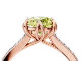 Rose gold Fancy Yellow Round  Solitaire Diamond Engagement Ring with Pave Band and Six-Prong Setting_4