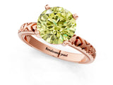 Rose gold Fancy Yellow Round  Solitaire Diamond Engagement Ring with XO Engraved Band and Four-Prong Setting 1