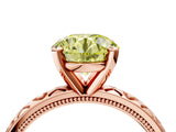 Rose gold Fancy Yellow Round  Solitaire Diamond Engagement Ring with XO Engraved Band and Four-Prong Setting 4