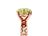 Rose gold Fancy Yellow Round  Solitaire Diamond Engagement Ring with XO Engraved Band and Four-Prong Setting 5