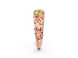 Rose gold Fancy Yellow Round  Solitaire Diamond Leaf Vine Band with Prong Setting_2