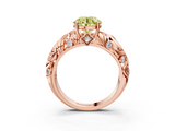Rose gold Fancy Yellow Round  Solitaire Diamond Leaf Vine Band with Prong Setting_3