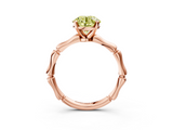 Rose gold Fancy Yellow Round  Solitaire Diamond Ring with Bamboo Band and Four-Prong Setting_3