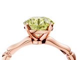 Rose gold Fancy Yellow Round  Solitaire Diamond Ring with Bamboo Band and Four-Prong Setting_4
