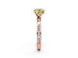 Rose gold Fancy Yellow Round  Solitaire Diamond Ring with Channel-Set Baguette Band and Four-Prong Setting_2