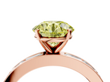Rose gold Fancy Yellow Round  Solitaire Diamond Ring with Channel-Set Baguette Band and Four-Prong Setting_4