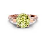 Rose gold Fancy Yellow Round  Solitaire Diamond Ring with Channel Set Band and Bezel Prong Setting_74