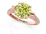 Rose gold Fancy Yellow Round  Solitaire Diamond Ring with Channel Set Band and Bezel Prong Setting_75