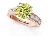 Rose gold Fancy Yellow Round  Solitaire Diamond Ring with Channel-Set Band and Four-Prong Setting_4