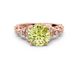 Rose gold Fancy Yellow Round  Solitaire Diamond Ring with Filigree Band and Four-Prong Setting