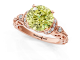 Rose gold Fancy Yellow Round  Solitaire Diamond Ring with Filigree Band and Four-Prong Setting_1