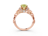 Rose gold Fancy Yellow Round  Solitaire Diamond Ring with Filigree Band and Four-Prong Setting_3