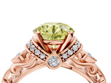 Rose gold Fancy Yellow Round  Solitaire Diamond Ring with Filigree Band and Four-Prong Setting_4