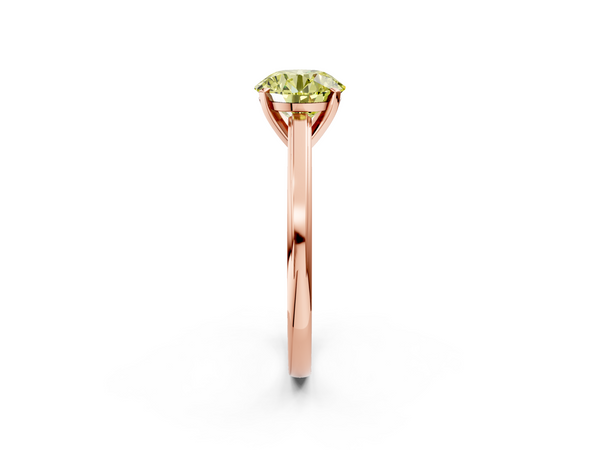 Rose gold Fancy Yellow Round  Solitaire Diamond Ring with Four-Prong Setting and Classic Band