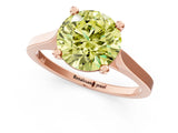 Rose gold Fancy Yellow Round  Solitaire Diamond Ring with Four-Prong Setting and Tapered Band 2