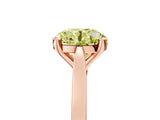 Rose gold Fancy Yellow Round  Solitaire Diamond Ring with Four-Prong Setting and Tapered Band