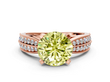 Rose gold Fancy Yellow Round  Solitaire Diamond Ring with Milgrain Pavé Band and Four-Prong Setting_37