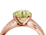 Rose gold Fancy Yellow Round  Solitaire Diamond Ring with Milgrain Pavé Band and Four-Prong Setting_41
