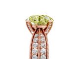 Rose gold Fancy Yellow Round  Solitaire Diamond Ring with Milgrain Pavé Band and Four-Prong Setting_42