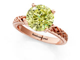 Rose gold Fancy Yellow Round  Solitaire Diamond Ring with Milgrain and Black Enamel X Pattern Band_30