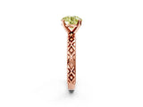 Rose gold Fancy Yellow Round  Solitaire Diamond Ring with Milgrain and Black Enamel X Pattern Band_31