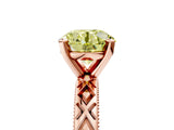 Rose gold Fancy Yellow Round  Solitaire Diamond Ring with Milgrain and Black Enamel X Pattern Band_34
