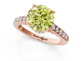 Rose gold Fancy Yellow Round  Solitaire Diamond Ring with Pavé Band and Four-Prong Setting_1
