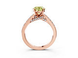 Rose gold Fancy Yellow Round  Solitaire Diamond Ring with Pavé Band and Four-Prong Setting_3