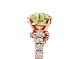 Rose gold Fancy Yellow Round  Solitaire Diamond Ring with Pavé Band and Four-Prong Setting_5