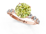 Rose gold Fancy Yellow Round  Solitaire Diamond Ring with Pave Band and Four-Prong Setting_1