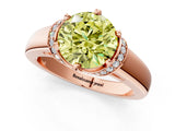 Rose gold Fancy Yellow Round  Solitaire Diamond Ring with Pave Band and Six-Prong Setting_30