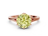 Rose gold Fancy Yellow Round  Solitaire Diamond Ring with Six-Prong Setting and Tapered Band