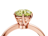 Rose gold Fancy Yellow Round  Solitaire Diamond Ring with Six-Prong Setting on a Classic Band_4