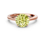 Rose gold Fancy Yellow Round  Solitaire Diamond Ring with Split Shank and Four-Prong Setting