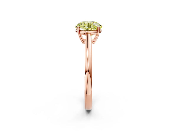 Rose gold Fancy Yellow Round  Solitaire Diamond Ring with Split Shank and Four-Prong Setting