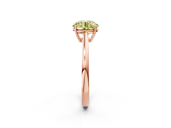 Rose gold Fancy Yellow Round  Solitaire Diamond Ring with Split Shank and Four-Prong Setting