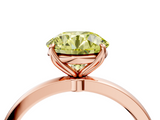 Rose gold Fancy Yellow Round  Solitaire Diamond Ring with Thin Band and Four-Prong Setting_4