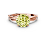 Rose gold Fancy Yellow Round  Solitaire Diamond Twisted Band with Four-Prong Setting