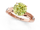 Rose gold Fancy Yellow Round  Solitaire Diamond Twisted Band with Four-Prong Setting_1