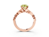 Rose gold Fancy Yellow Round  Solitaire Diamond Twisted Band with Four-Prong Setting_3