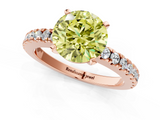 Rose gold Fancy Yellow Round  Solitaire Diamond with Pavé Band and Four-Prong Setting_1