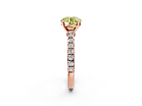 Rose gold Fancy Yellow Round  Solitaire Diamond with Pavé Band and Four-Prong Setting_2