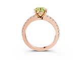 Rose gold Fancy Yellow Round  Solitaire Diamond with Pavé Band and Four-Prong Setting_3