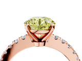 Rose gold Fancy Yellow Round  Solitaire Diamond with Pavé Band and Four-Prong Setting_4