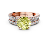 Rose gold Fancy Yellow Round  Solitaire Diamond with Pave and Channel Set Band
