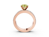 Rose gold Fancy Yellow Round  Solitaire Diamond with Pave and Channel Set Band_3