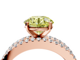 Rose gold Fancy Yellow Round  Solitaire Diamond with Pave and Channel Set Band_4
