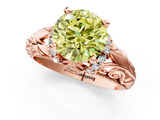 Rose gold Fancy Yellow Round  Solitaire Filigree Engagement Ring with Halo and Prong Setting_1